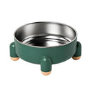 Anti-Tip Stainless Steel Dog Bowl Pet Basin for Dogs Cats Durable Feeding Dish - Green