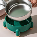 Anti-Tip Stainless Steel Dog Bowl Pet Basin for Dogs Cats Durable Feeding Dish - Green