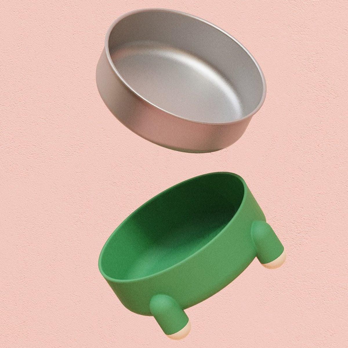 Anti-Tip Stainless Steel Dog Bowl Pet Basin for Dogs Cats Durable Feeding Dish - Pink
