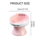 Tall Raised Ceramic Pet Bowl for Cats and Small Dogs in Blue or Pink - Pink