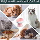 Tall Raised Ceramic Pet Bowl for Cats and Small Dogs in Blue or Pink - Pink