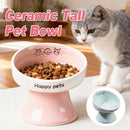 Tall Raised Ceramic Pet Bowl for Cats and Small Dogs in Blue or Pink - Pink