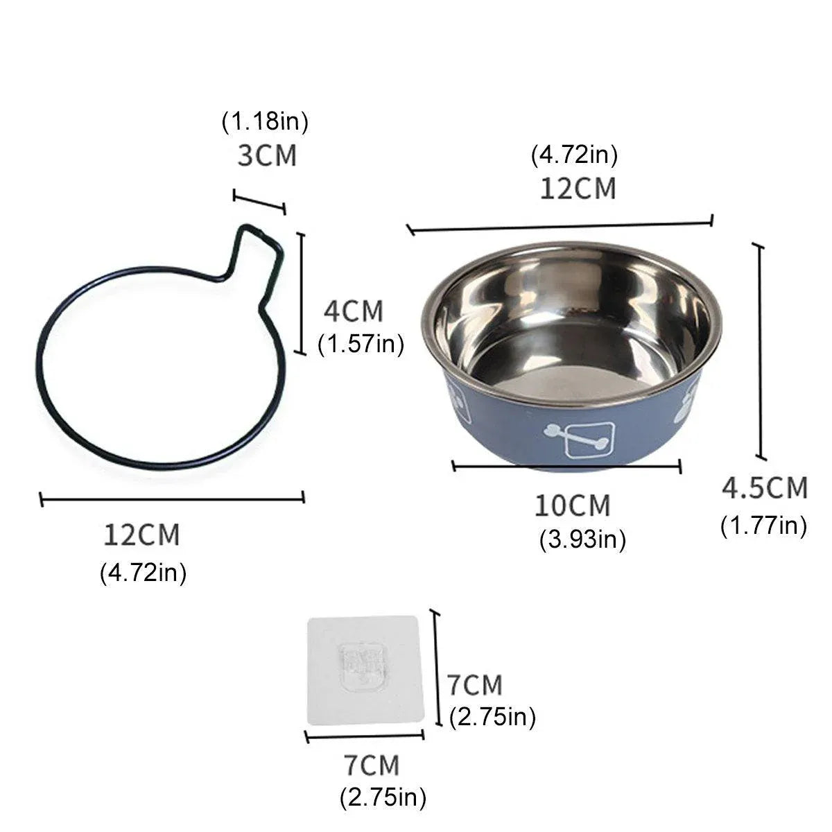 Stainless Steel Pet Bowl Hanging Cat Food Water Bowl Durable for Dogs and Cats - Red-12cm