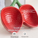 Strawberry Ceramic Tilted Pet Bowl Set Cat Dog Double Elevated Non Slip Feeding