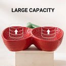 Strawberry Ceramic Tilted Pet Bowl Set Cat Dog Double Elevated Non Slip Feeding