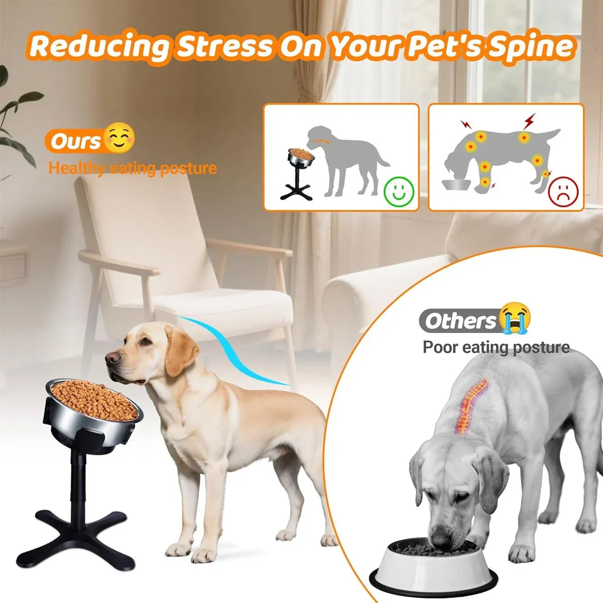 Elevated Dog Bowl Stand Raised Pet Feeder Tilted Non Slip Basin For Dogs Use