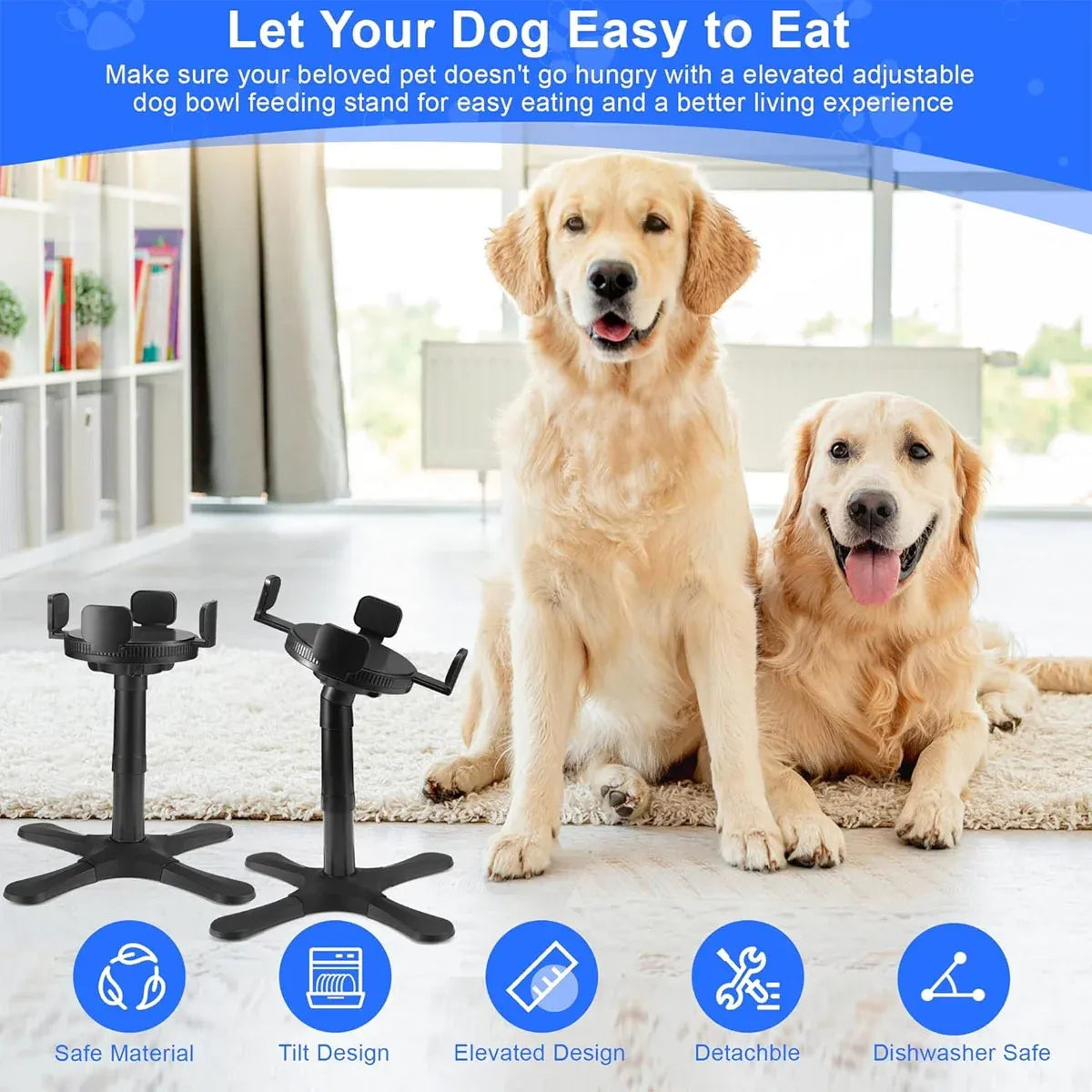 Elevated Dog Bowl Stand Raised Pet Feeder Tilted Non Slip Basin For Dogs Use