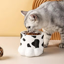 Ceramic Cat Food Bowl Cute Drinking Bowl for Pets Non Slip Food Water Dish Bowl - White