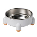 Anti-Tip Stainless Steel Dog Bowl Pet Basin for Dogs Cats Durable Feeding Dish - White