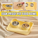 Double Pet Feeding Bowl Set Tilted Raised Anti Spill Dog Cat Food Water