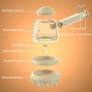 Pet Bath Brush Dog Massage Brush Press to Dispense Liquid Pet Grooming Tools - Beige