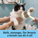 Pet Bath Brush Dog Massage Brush Press to Dispense Liquid Pet Grooming Tools - Beige