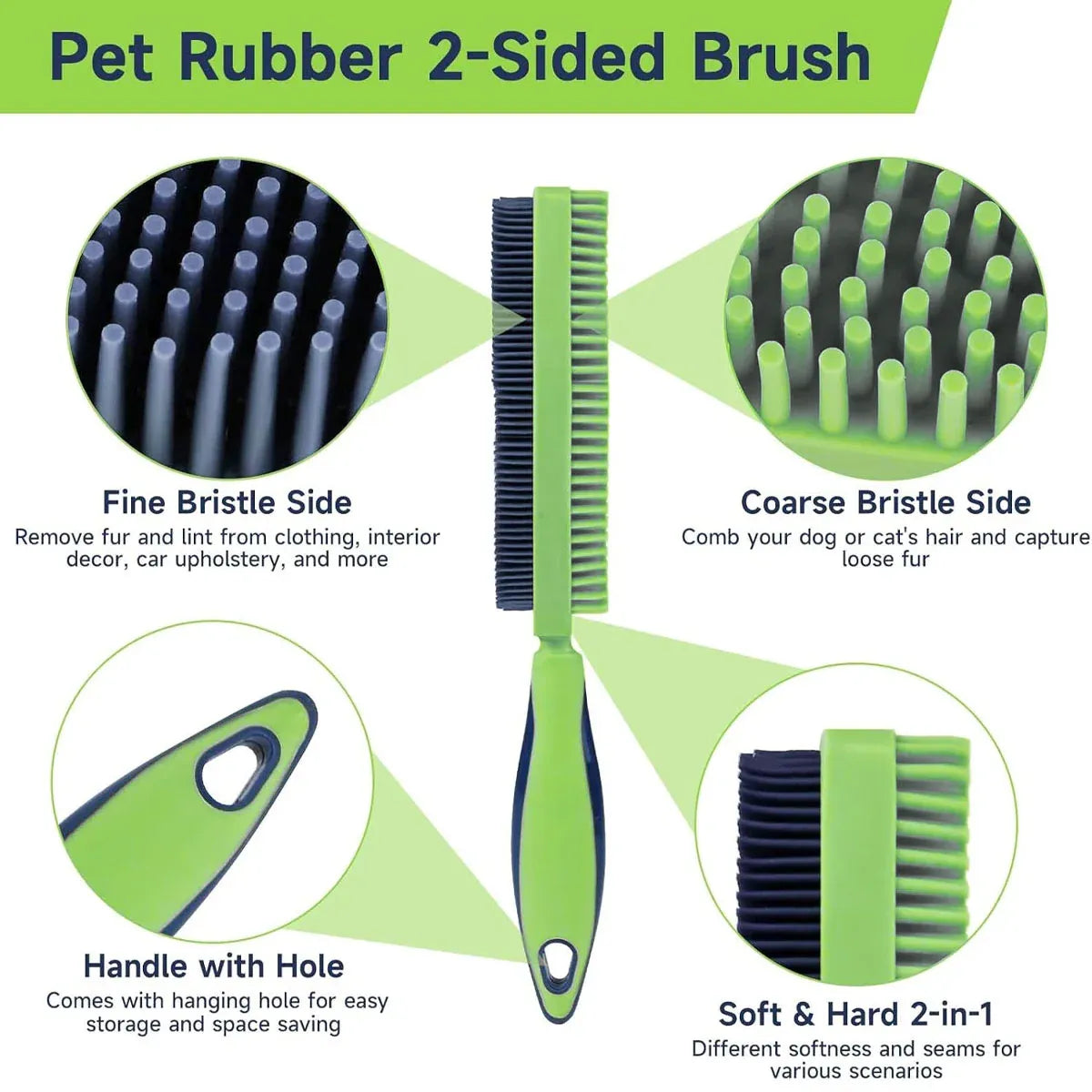 Pet Hair Removal Brush Multi-functional Cleaning Brush For Dog Cat Dust Removal - Green