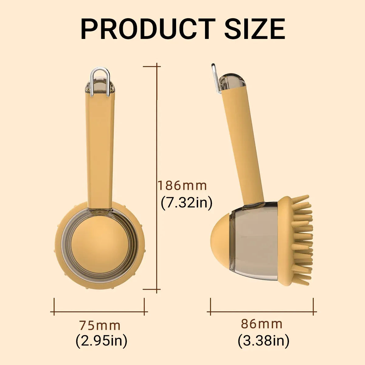 Pet Bath Brush Dog Massage Brush Press to Dispense Liquid Pet Grooming Tools - Yellow