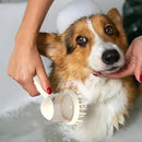 Pet Bath Brush Dog Massage Brush Press to Dispense Liquid Pet Grooming Tools - Yellow