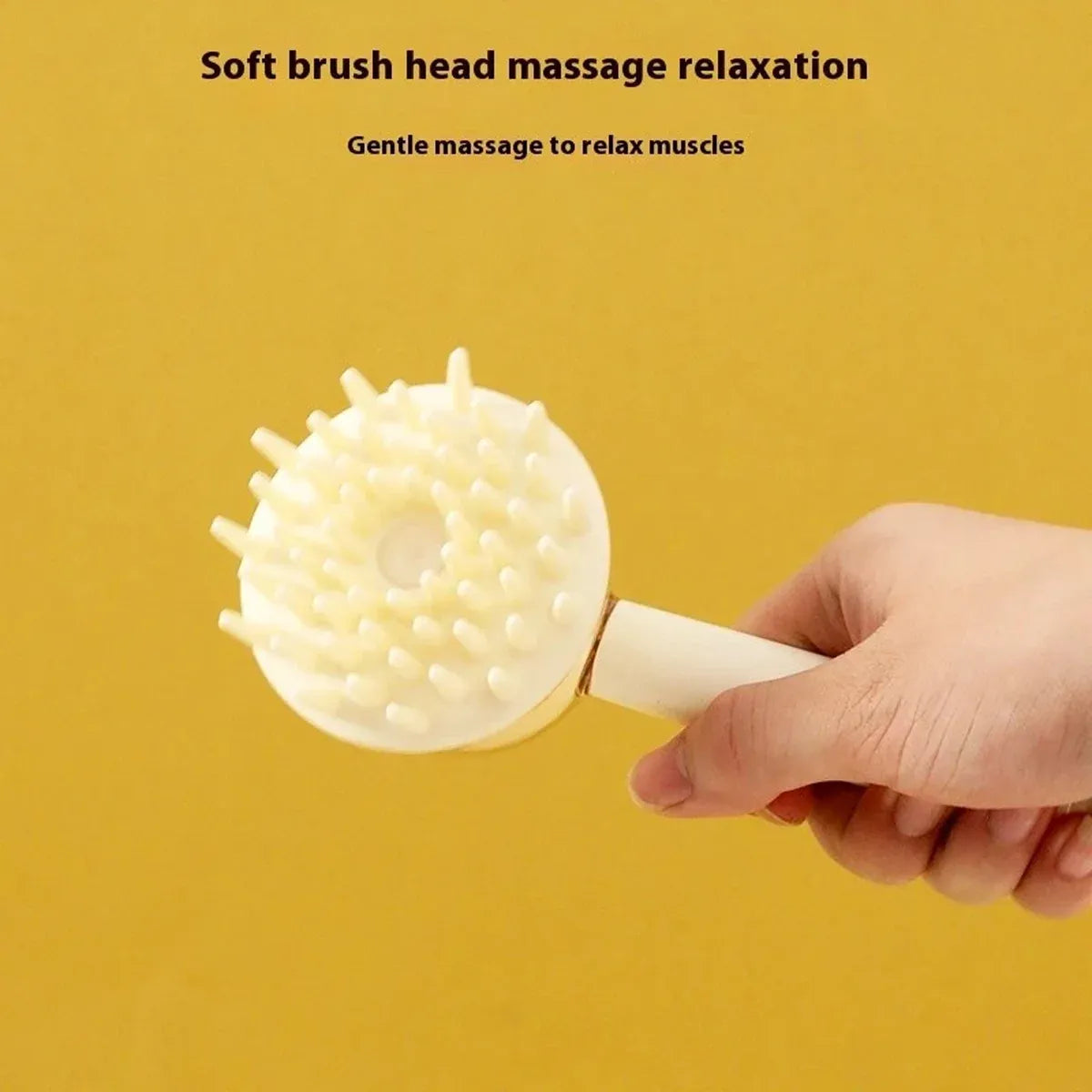Pet Bath Brush Dog Massage Brush Press to Dispense Liquid Pet Grooming Tools - Yellow
