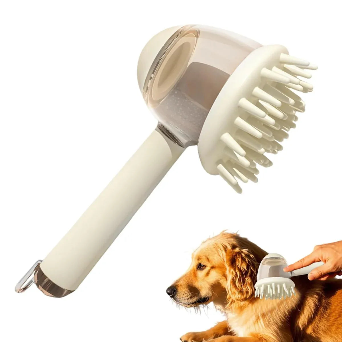 Pet Bath Brush Dog Massage Brush Press to Dispense Liquid Pet Grooming Tools - Yellow