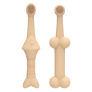 2PCS Pet Toothbrush Double for Dogs Cats Puppies Oral Hygiene Teeth Cleaning - Yellow
