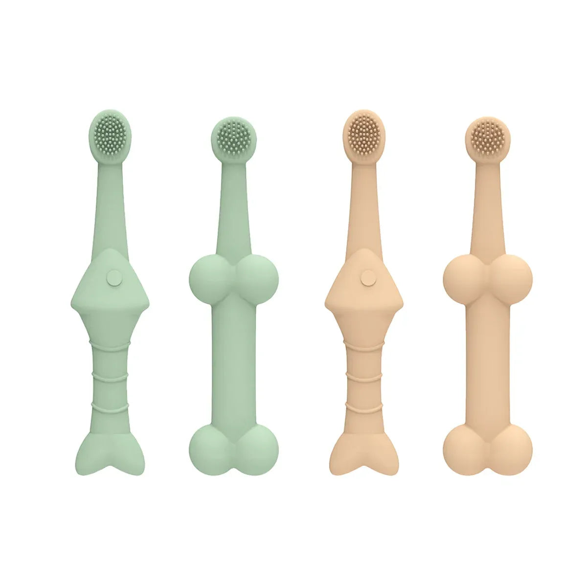 2PCS Pet Toothbrush Double for Dogs Cats Puppies Oral Hygiene Teeth Cleaning - Yellow
