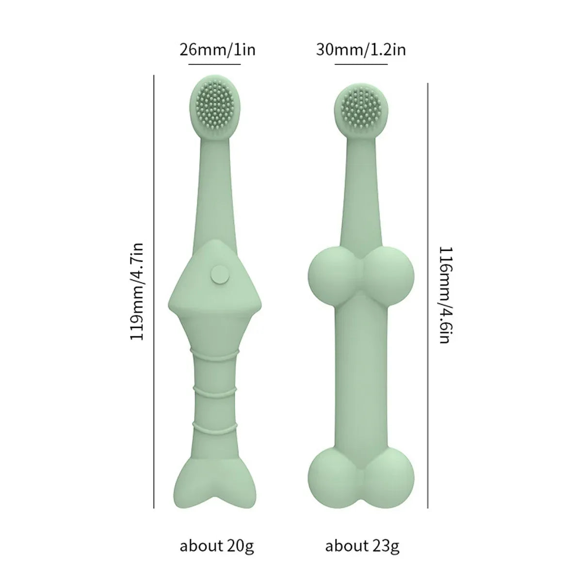 2PCS Pet Toothbrush Double for Dogs Cats Puppies Oral Hygiene Teeth Cleaning - Yellow