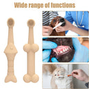 2PCS Pet Toothbrush Double for Dogs Cats Puppies Oral Hygiene Teeth Cleaning - Yellow
