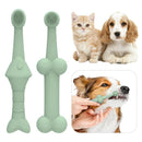 2PCS Pet Toothbrush Double for Dogs Cats Puppies Oral Hygiene Teeth Cleaning - Yellow