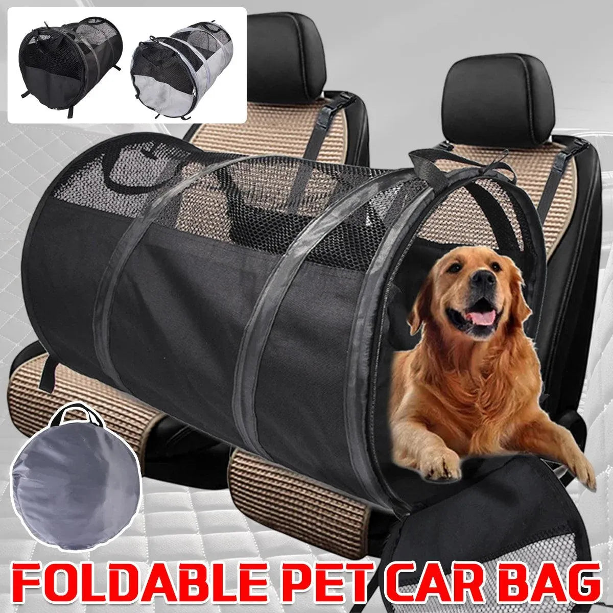 Foldable Pet Car Carrier Bag Breathable Travel Tent Portable Kennel for Transport - Grey