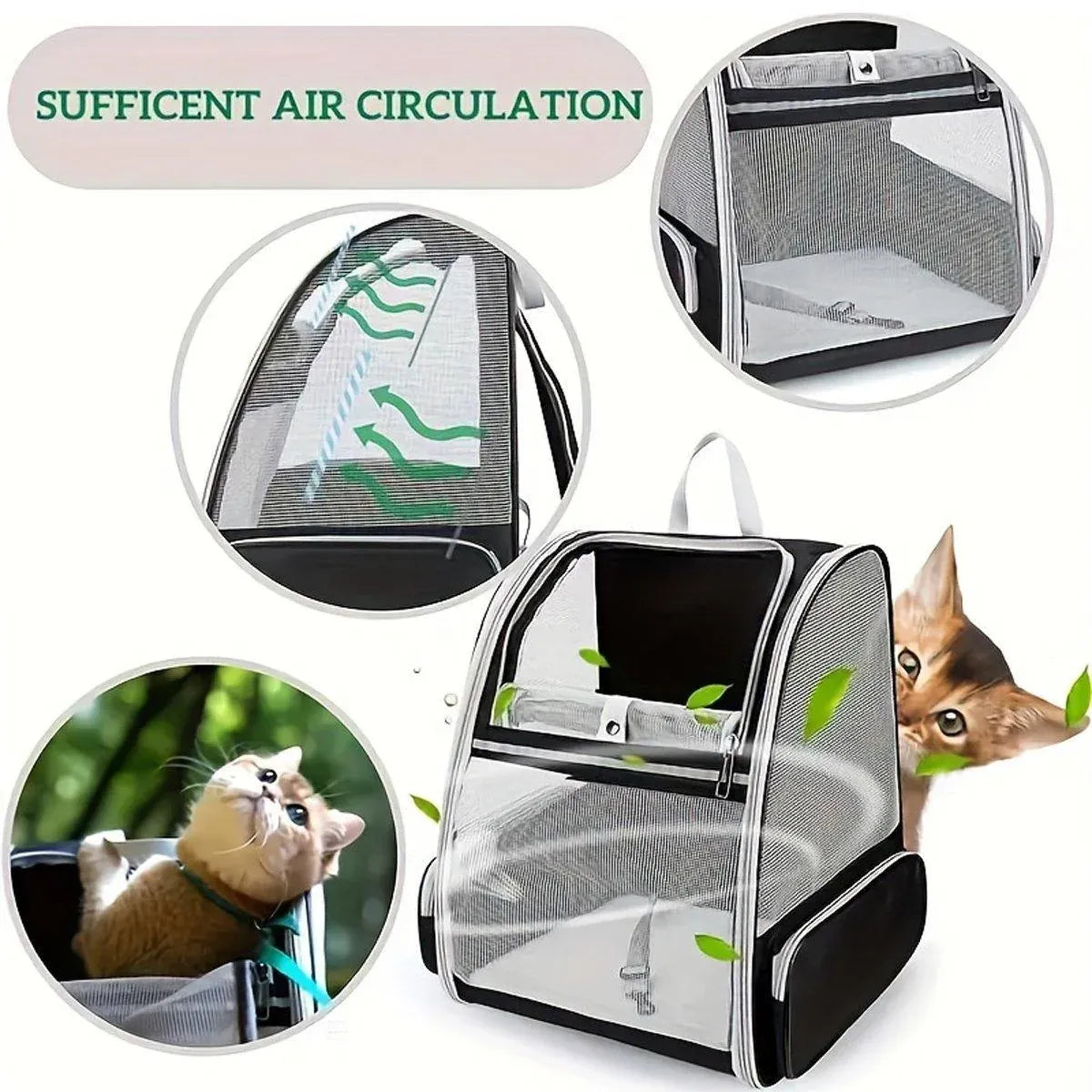 Large Foldable Breathable Portable Cat Dog Bag Outdoor Shoulder Pet Backpack - Blue