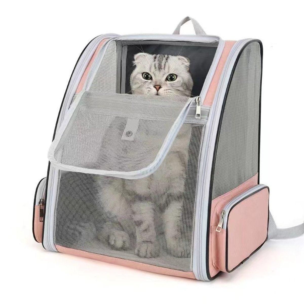 Large Foldable Breathable Portable Cat Dog Bag Outdoor Shoulder Pet Backpack - Blue