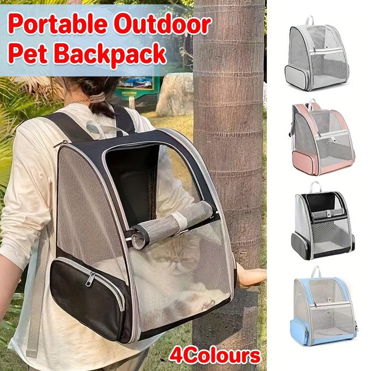 Large Foldable Breathable Portable Cat Dog Bag Outdoor Shoulder Pet Backpack - Pink