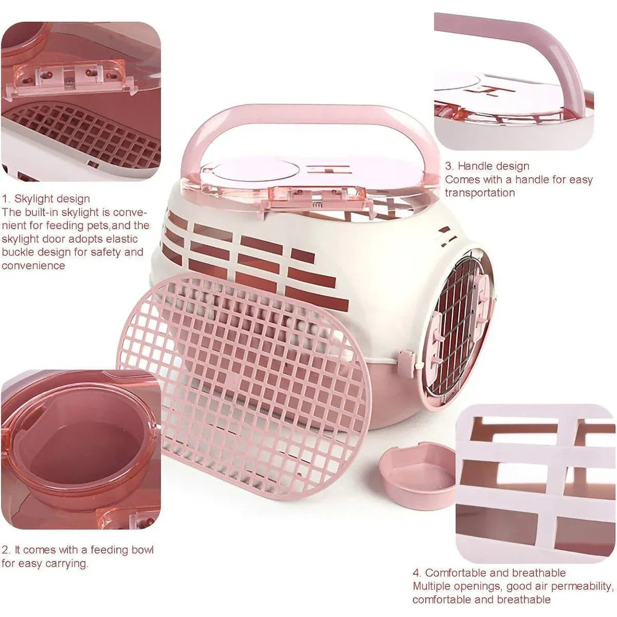 Dog and Cat Carrier Large Space Removable Sunroof Air Carrier for Pet Travel - Brown