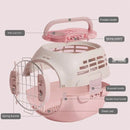 Dog and Cat Carrier Large Space Removable Sunroof Air Carrier for Pet Travel - Pink