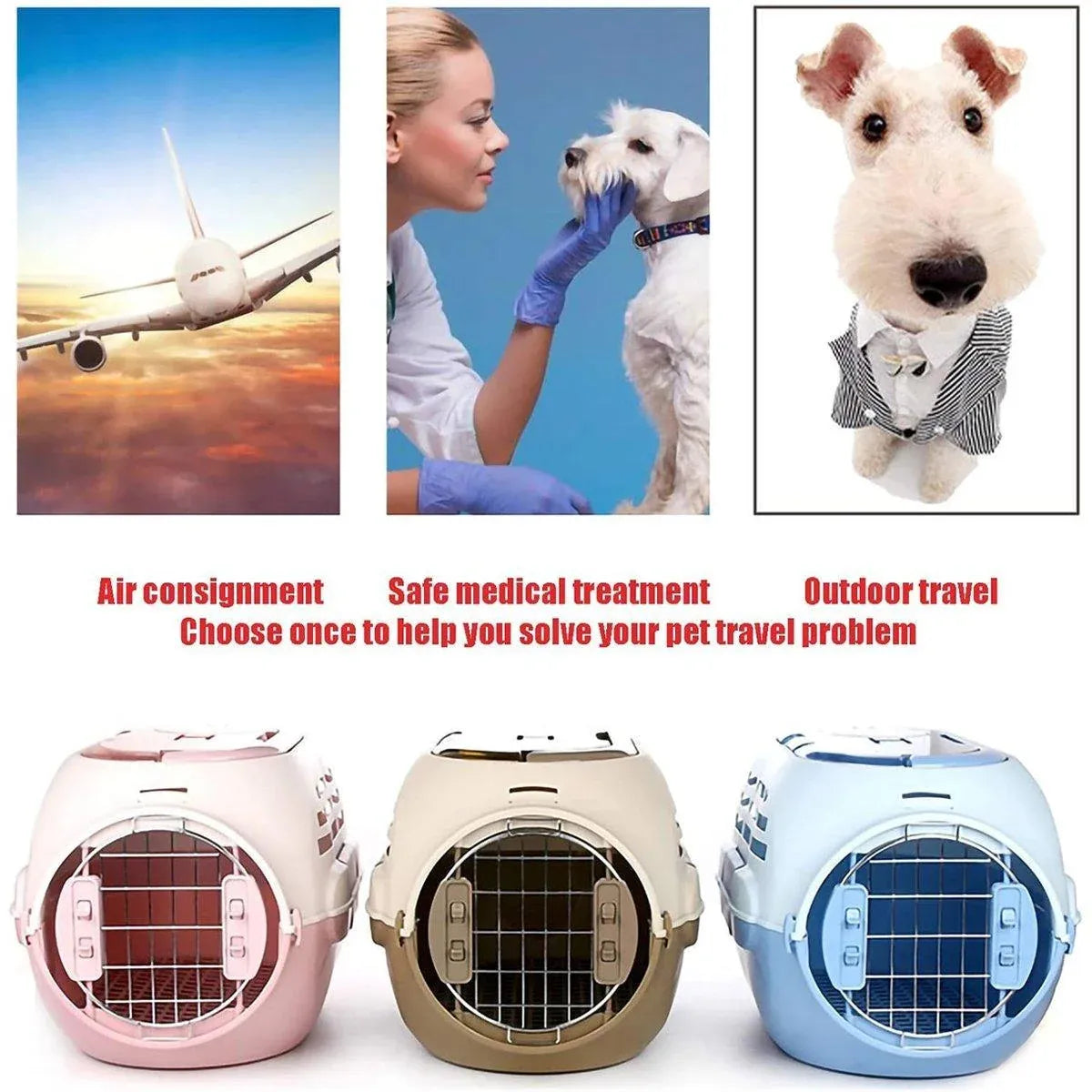 Dog and Cat Carrier Large Space Removable Sunroof Air Carrier for Pet Travel - Pink