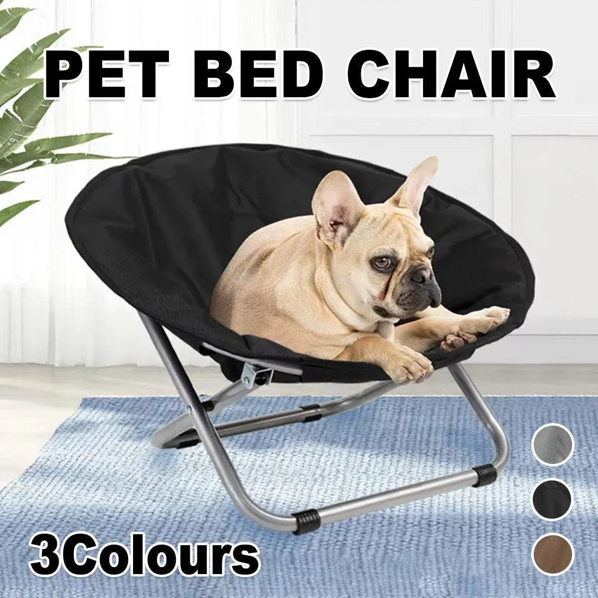 Folding Pet Bed Chair Portable Round Dog Bed Cat Bed Cushion for Pets Indoor Use - Grey