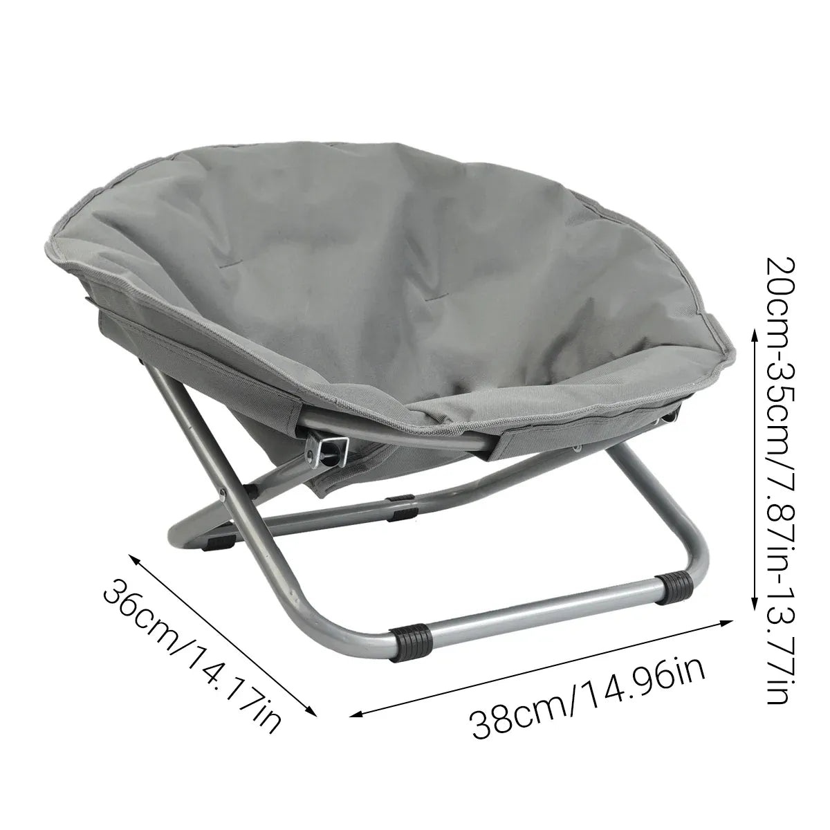 Folding Pet Bed Chair Portable Round Dog Bed Cat Bed Cushion for Pets Indoor Use - Grey