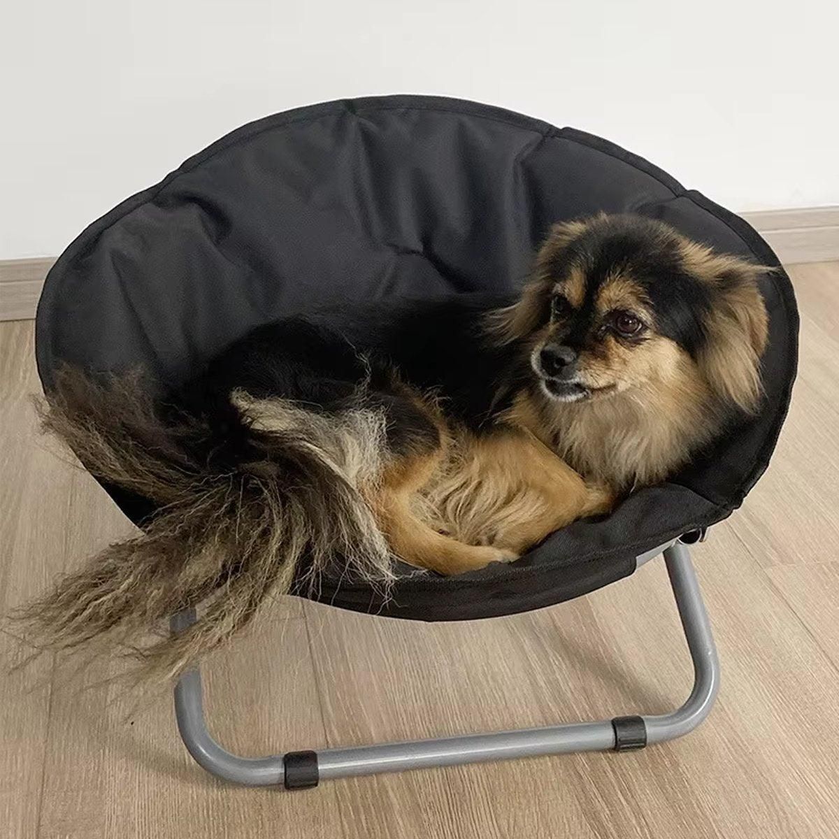 Folding Pet Bed Chair Portable Round Dog Bed Cat Bed Cushion for Pets Indoor Use - Grey
