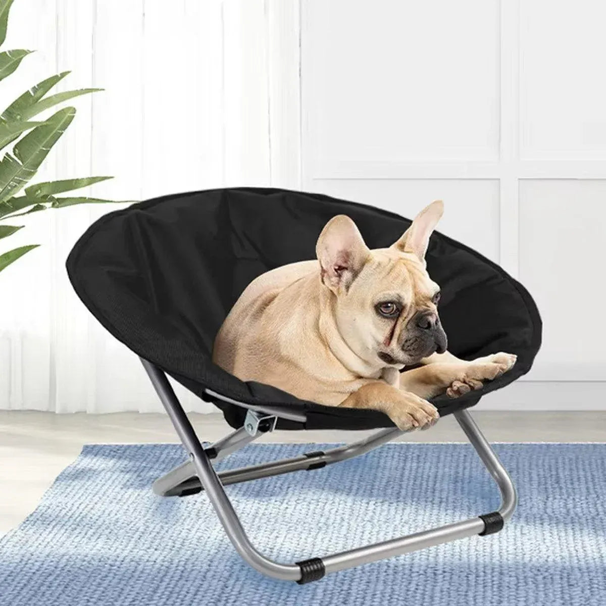 Folding Pet Bed Chair Portable Round Dog Bed Cat Bed Cushion for Pets Indoor Use - Grey