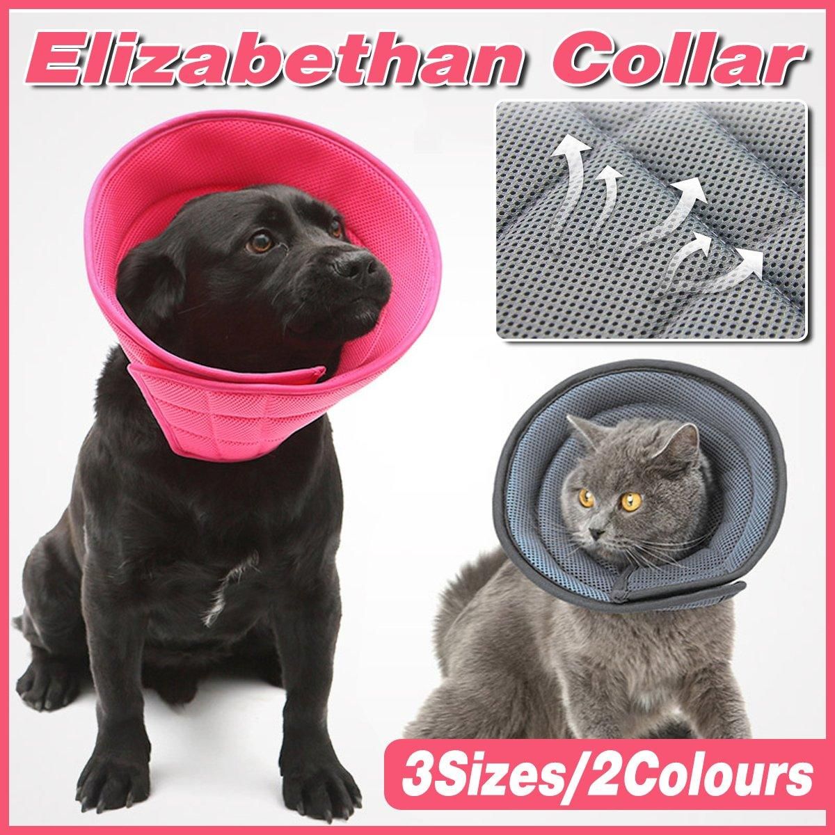 Elizabethan Collar Anti Licking Biting Pet Collar for Cats and Dogs Recovery Use - Grey-Size4