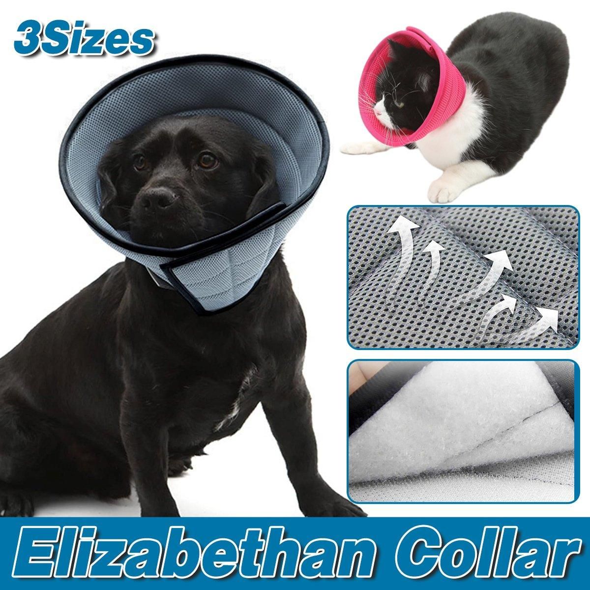 Elizabethan Collar Anti Licking Biting Pet Collar for Cats and Dogs Recovery Use - Rose Red-Size2