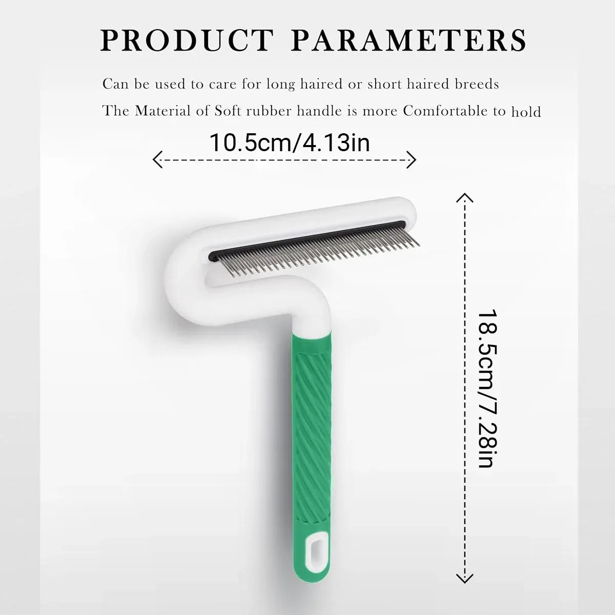 T Type Pet Grooming Rake Comb Stainless Steel for Dogs Cats Hair Length Control - Green