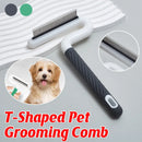 T Type Pet Grooming Rake Comb Stainless Steel for Dogs Cats Hair Length Control - Grey