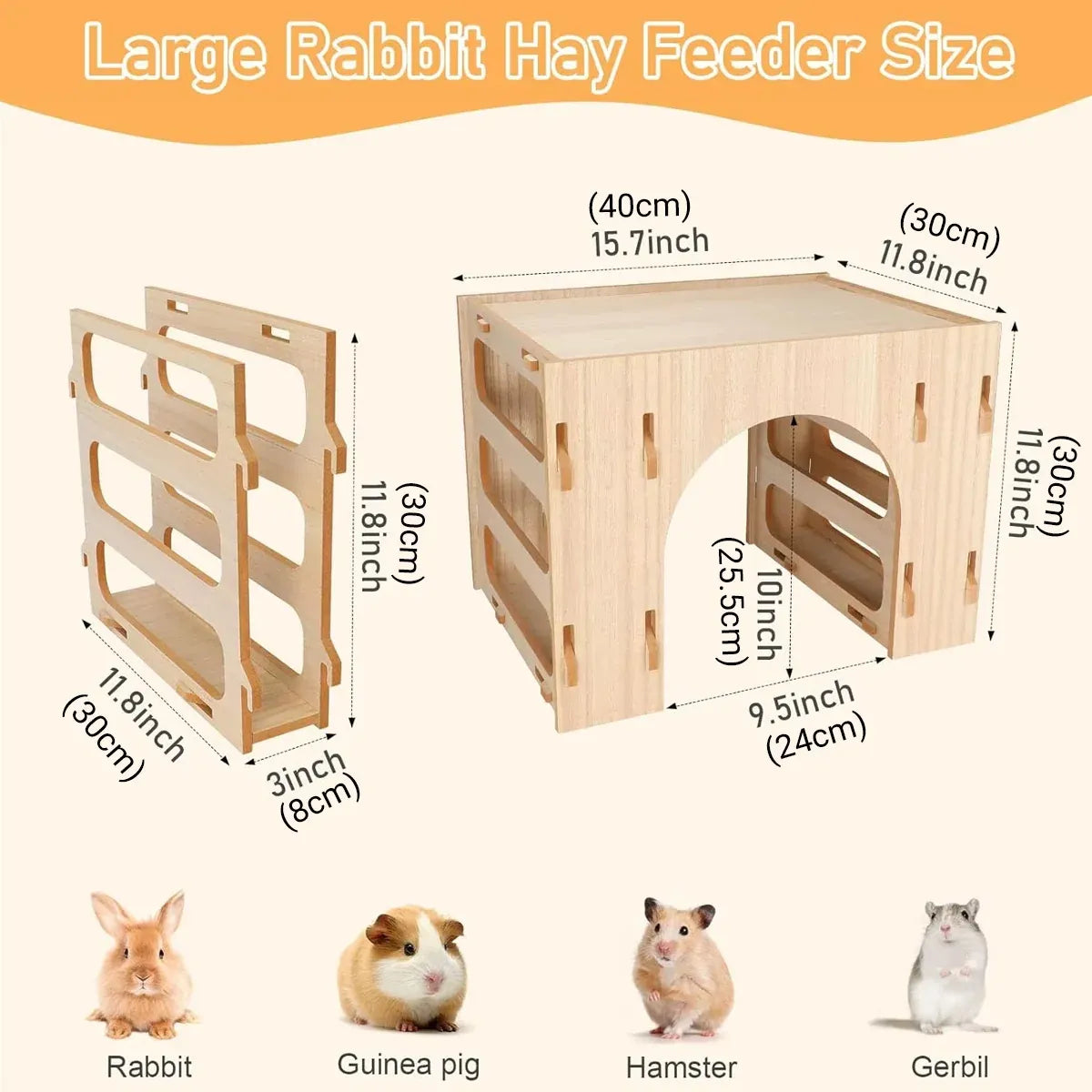 3 in 1 Hay Handmade Pet Feeder Universal Model for Small Animals Easy to Clean
