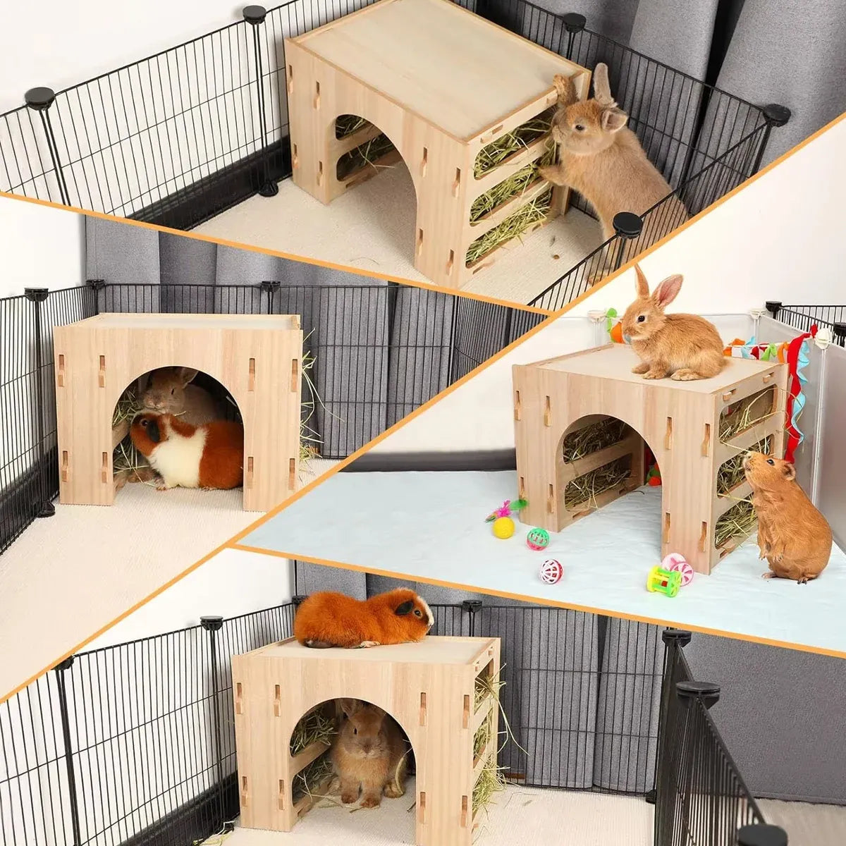 3 in 1 Hay Handmade Pet Feeder Universal Model for Small Animals Easy to Clean