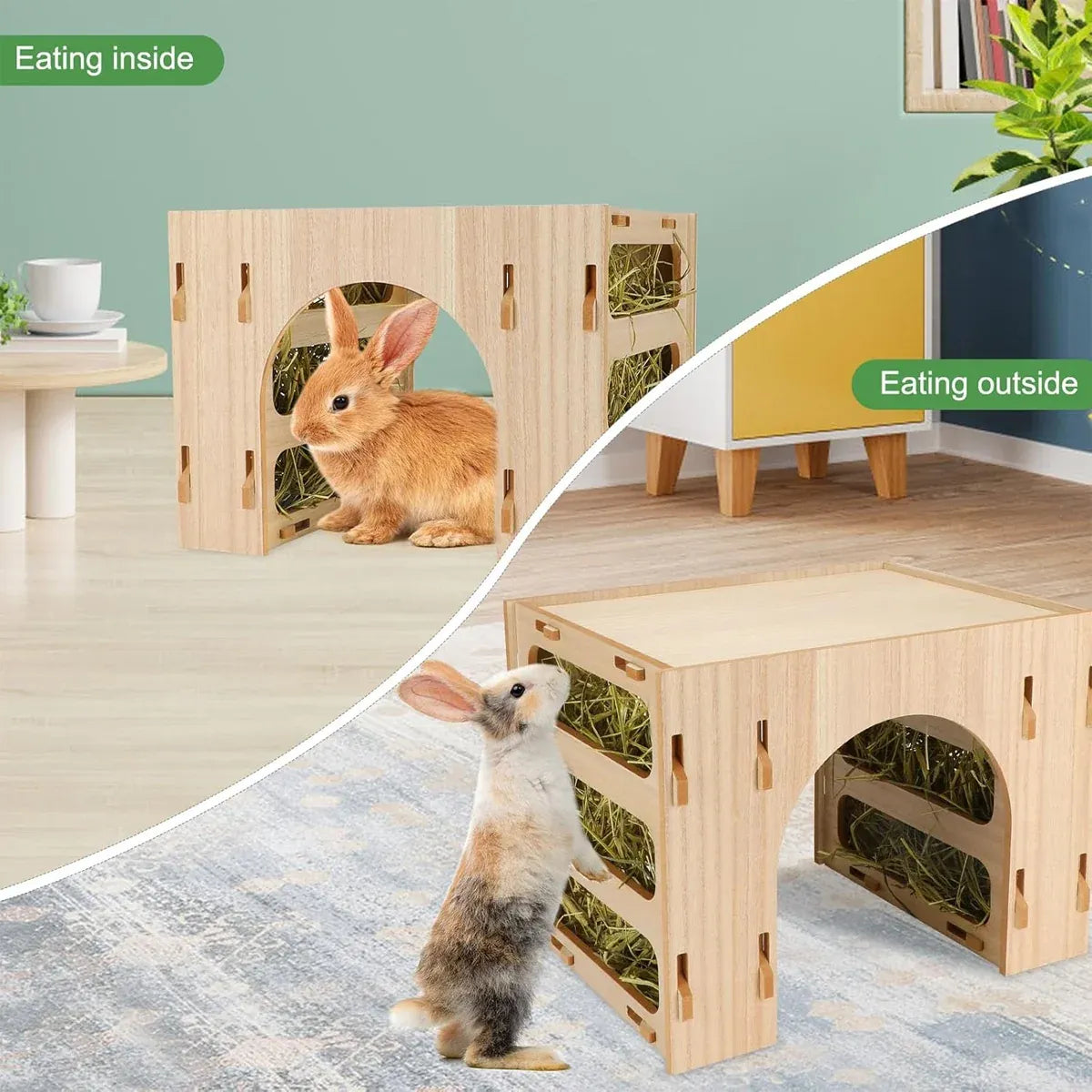 3 in 1 Hay Handmade Pet Feeder Universal Model for Small Animals Easy to Clean