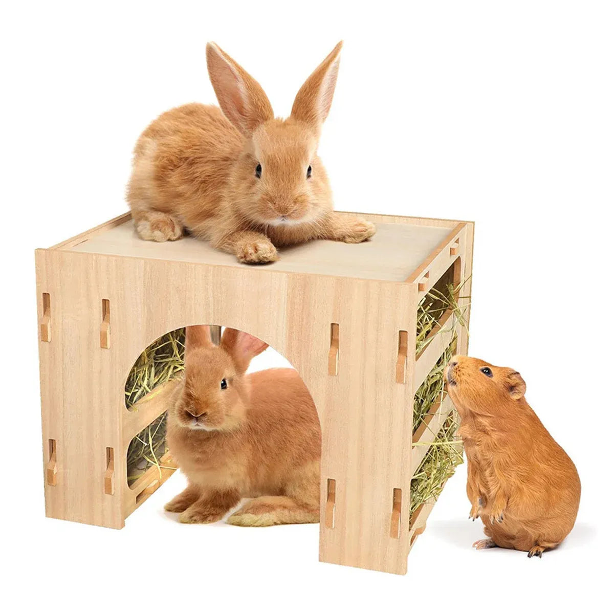 3 in 1 Hay Handmade Pet Feeder Universal Model for Small Animals Easy to Clean