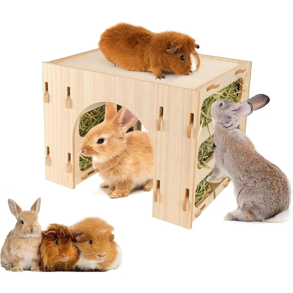3 in 1 Hay Handmade Pet Feeder Universal Model for Small Animals Easy to Clean