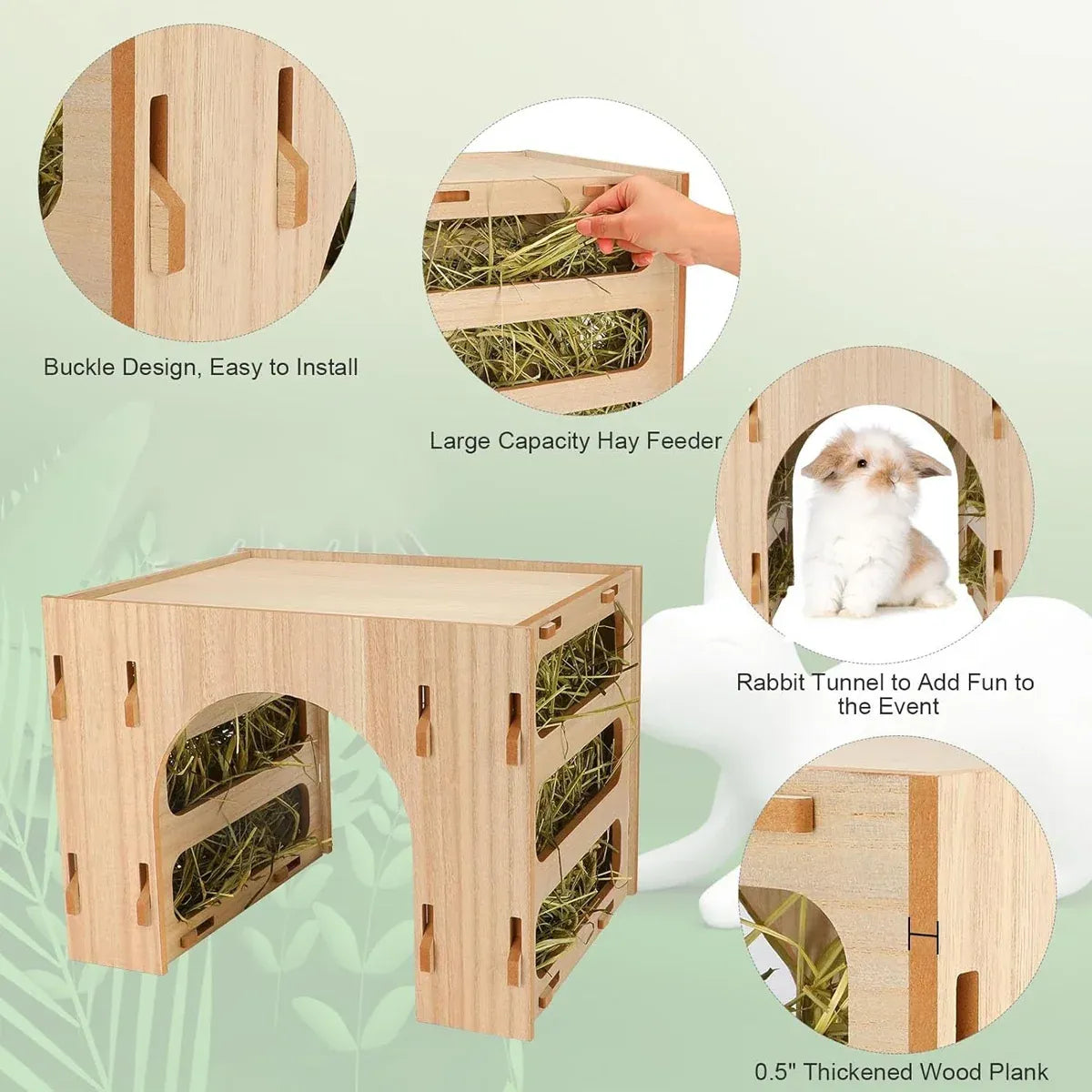 3 in 1 Hay Handmade Pet Feeder Universal Model for Small Animals Easy to Clean