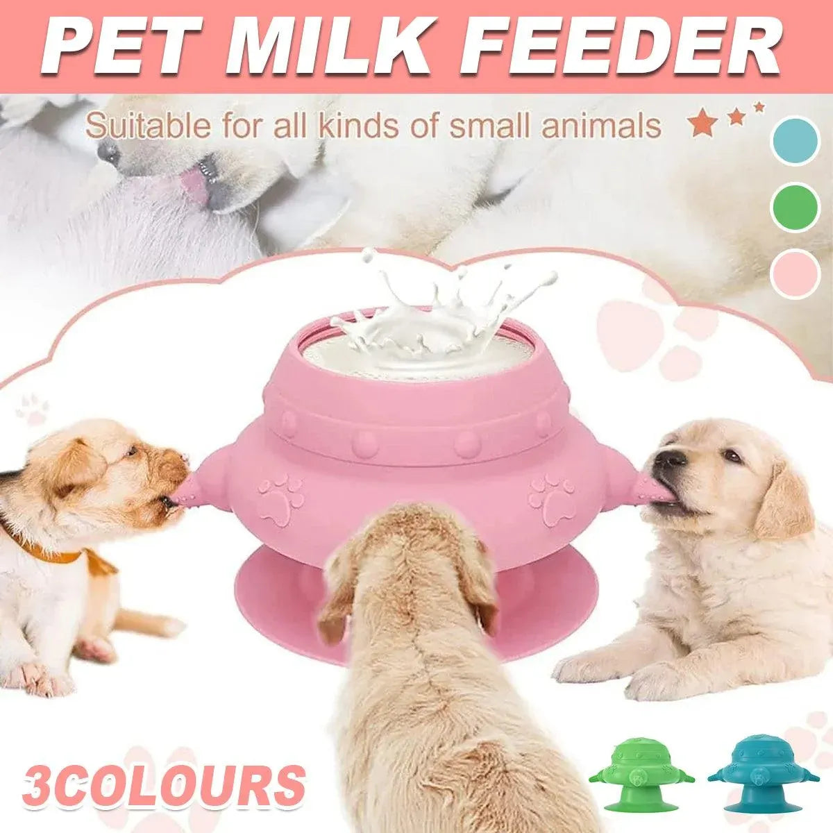 Silicone Pet Feeding Device Anti-choking Bionic Breast-feeding Water Feeder - Pink