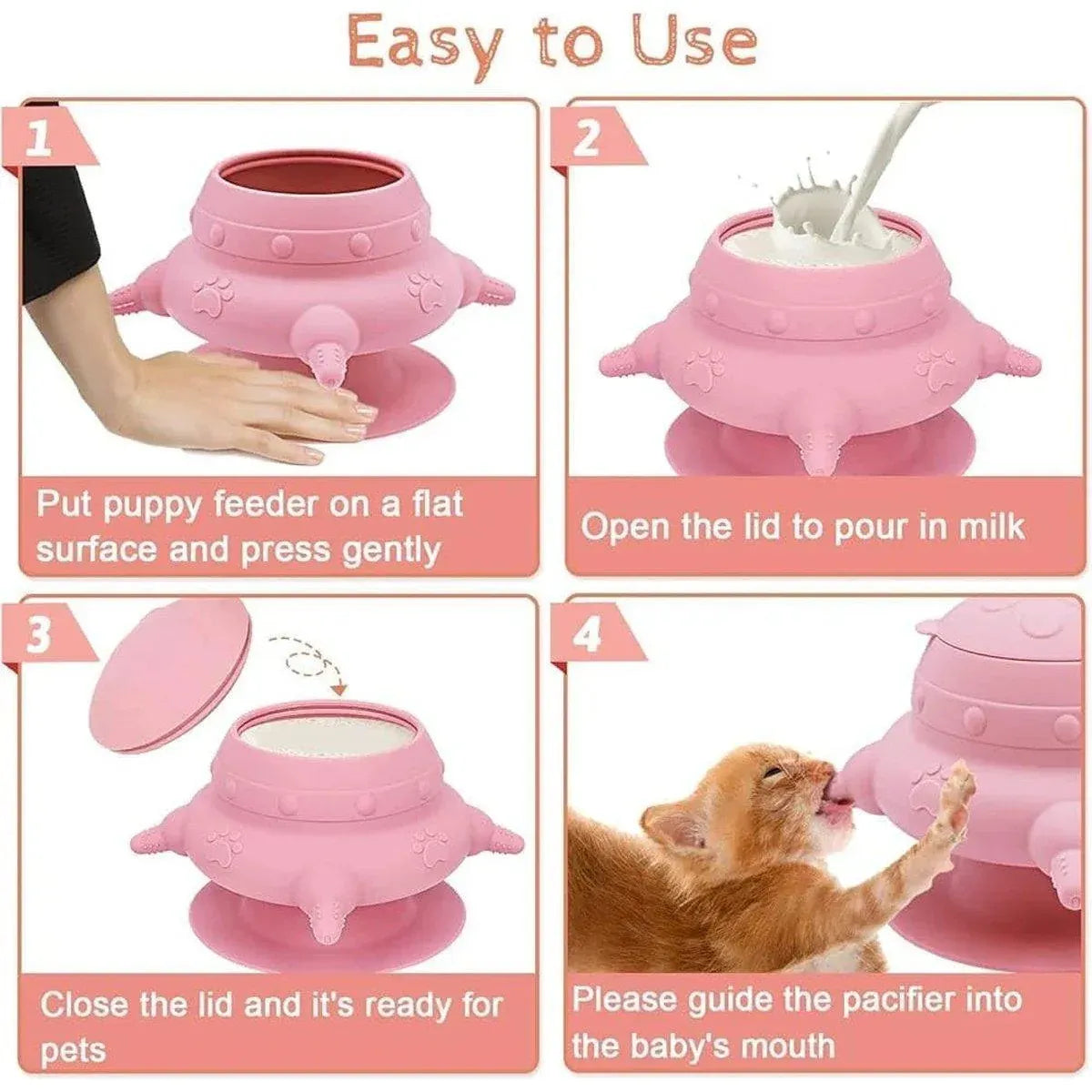 Silicone Pet Feeding Device Anti-choking Bionic Breast-feeding Water Feeder - Pink