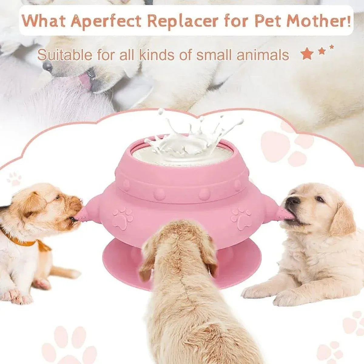 Silicone Pet Feeding Device Anti-choking Bionic Breast-feeding Water Feeder - Pink